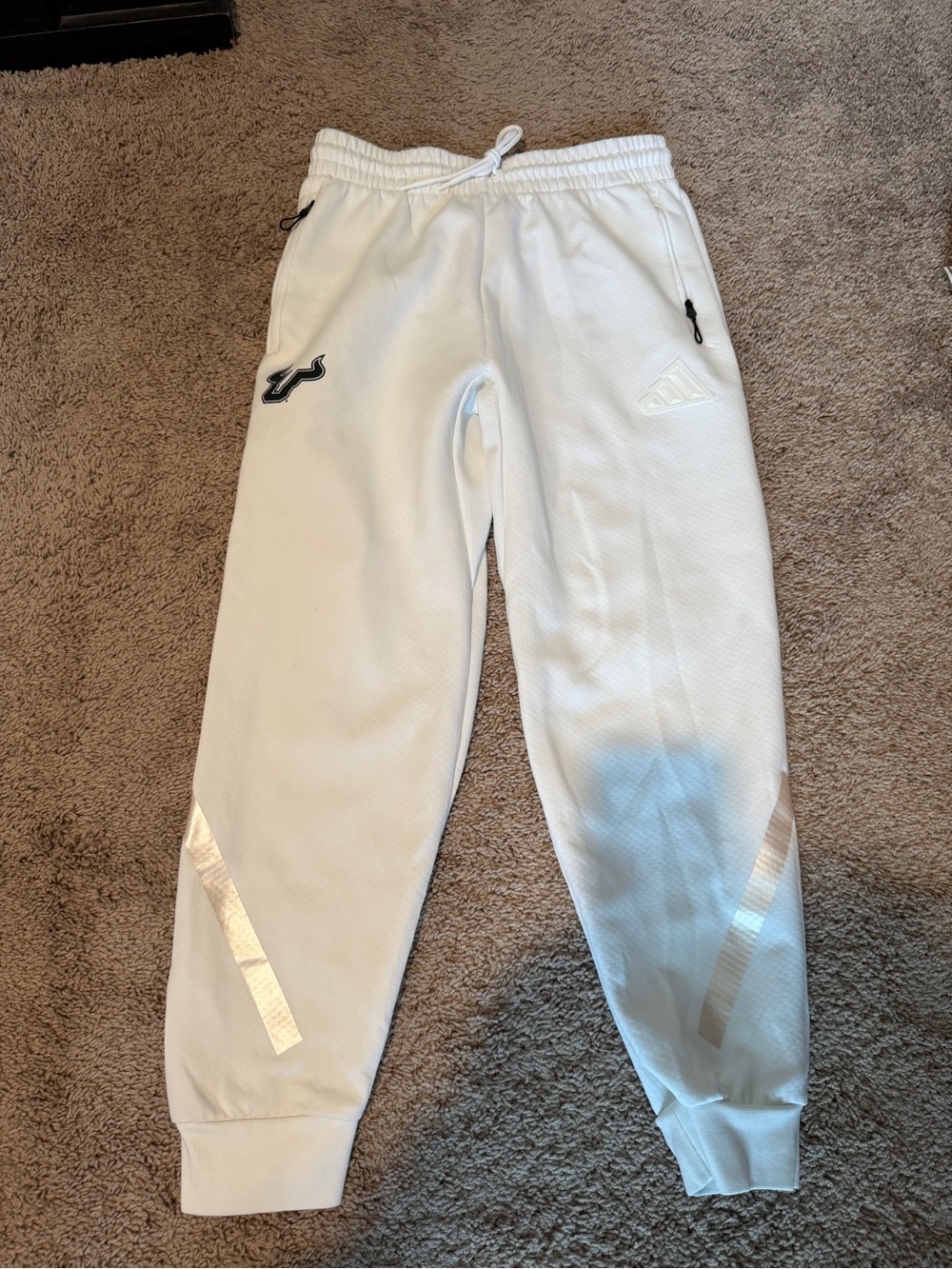 Adidas mens White Athletic Jogger Bottoms
